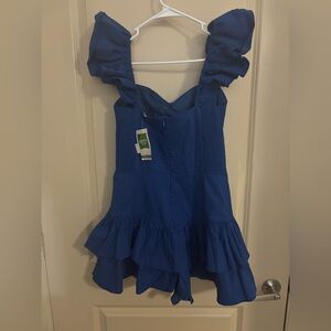 Elegant Blue Ruffled Jumpsuit